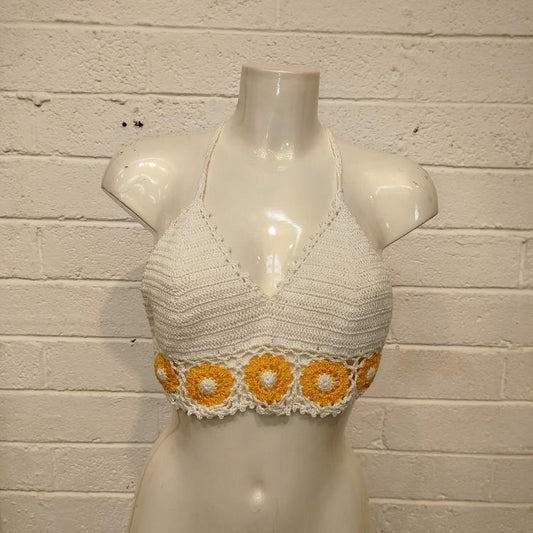 White Daisies Crochet Bralette