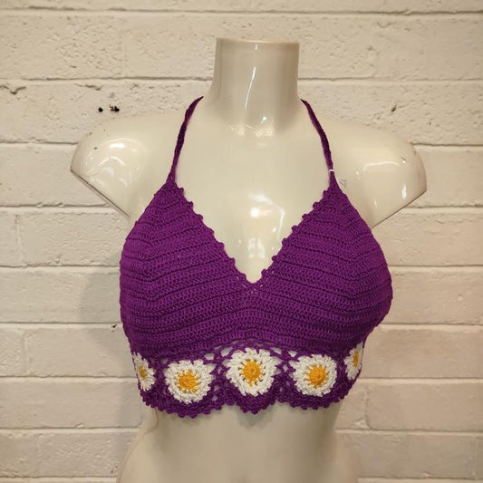 Purple Daisies Crochet Bralette