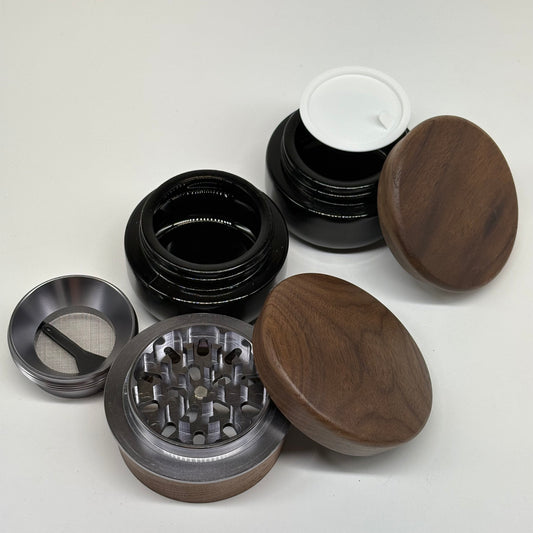 BLACK LEAF 4-Part Herb Grinder & Jar