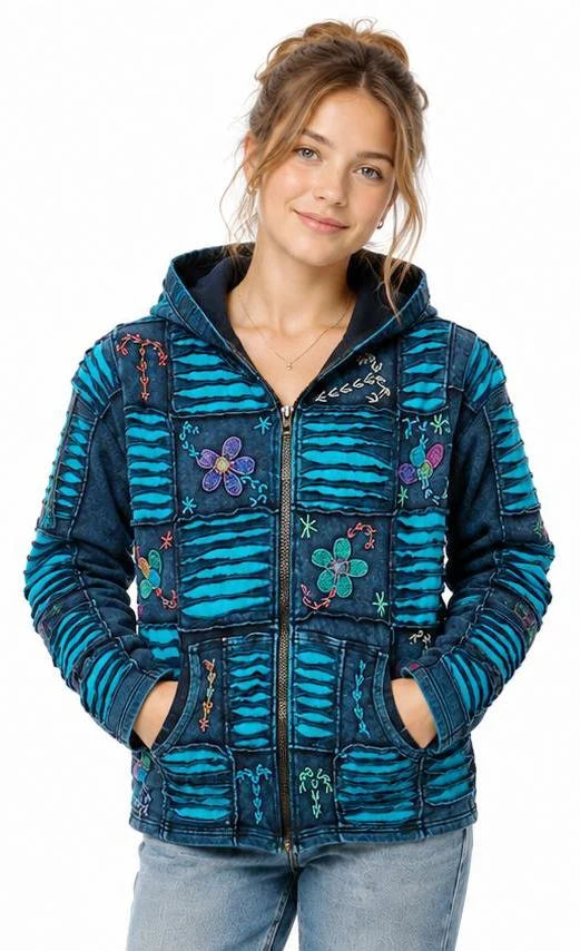 Ripped Flower Patch Hoodies
