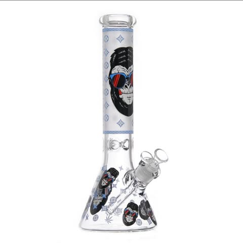 Monkey Blue Glass Water Pipe