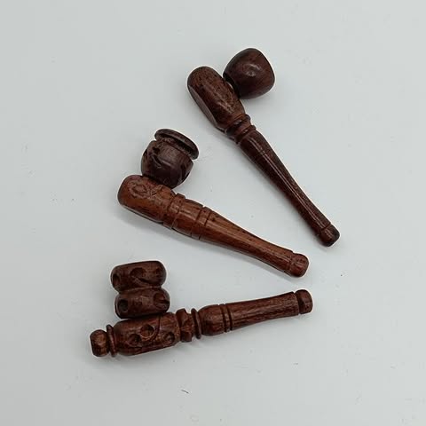 Brown Wood Carved Pipes
