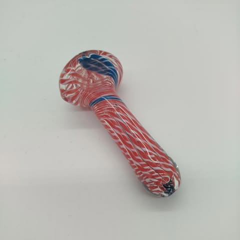 Red & Blue Stripe Glass Pipe