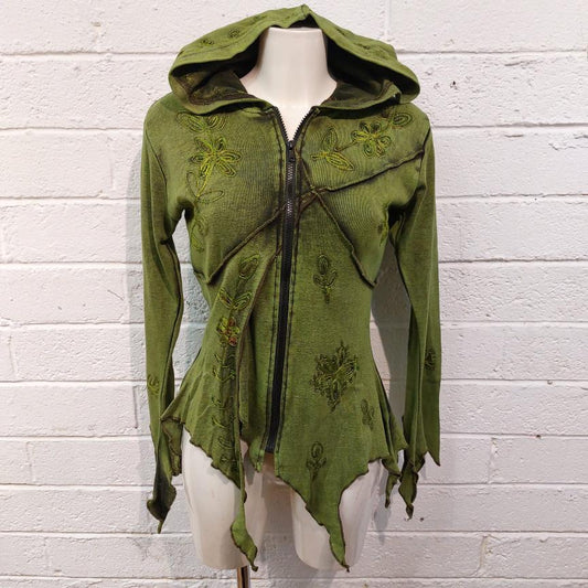 Women's Patchwork Zip-Up Hoodies - Green