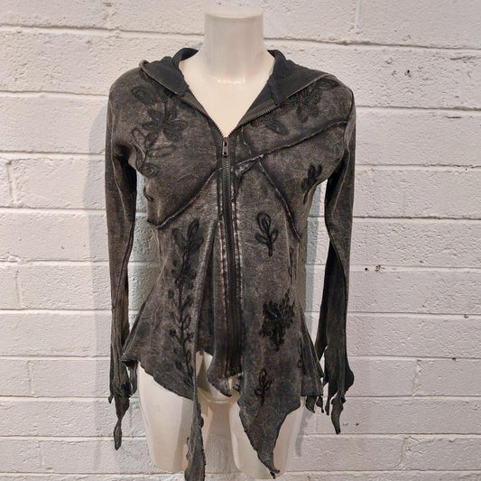 Women's Patchwork Zip-Up Hoodies - Grey