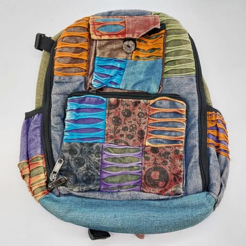 Patchwork Skull & Flower Backpack - 0353