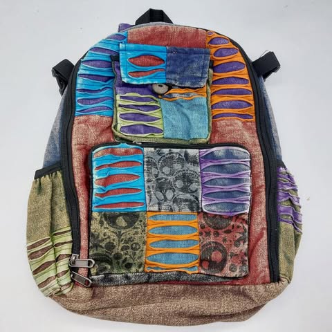 Patchwork Skull & Flower Backpack - 0353