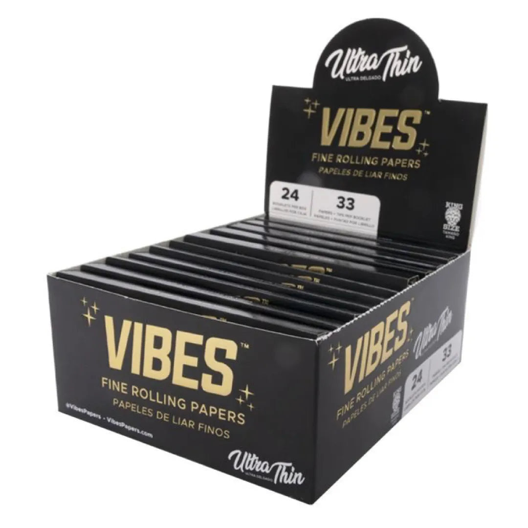 VIBES Black Ultra Thin King Size Rolling Papers
