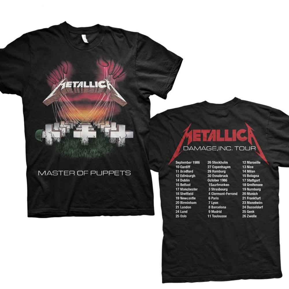 METALLICA UNISEX T-SHIRT: MASTER OF PUPPETS EUROPEAN TOUR '86