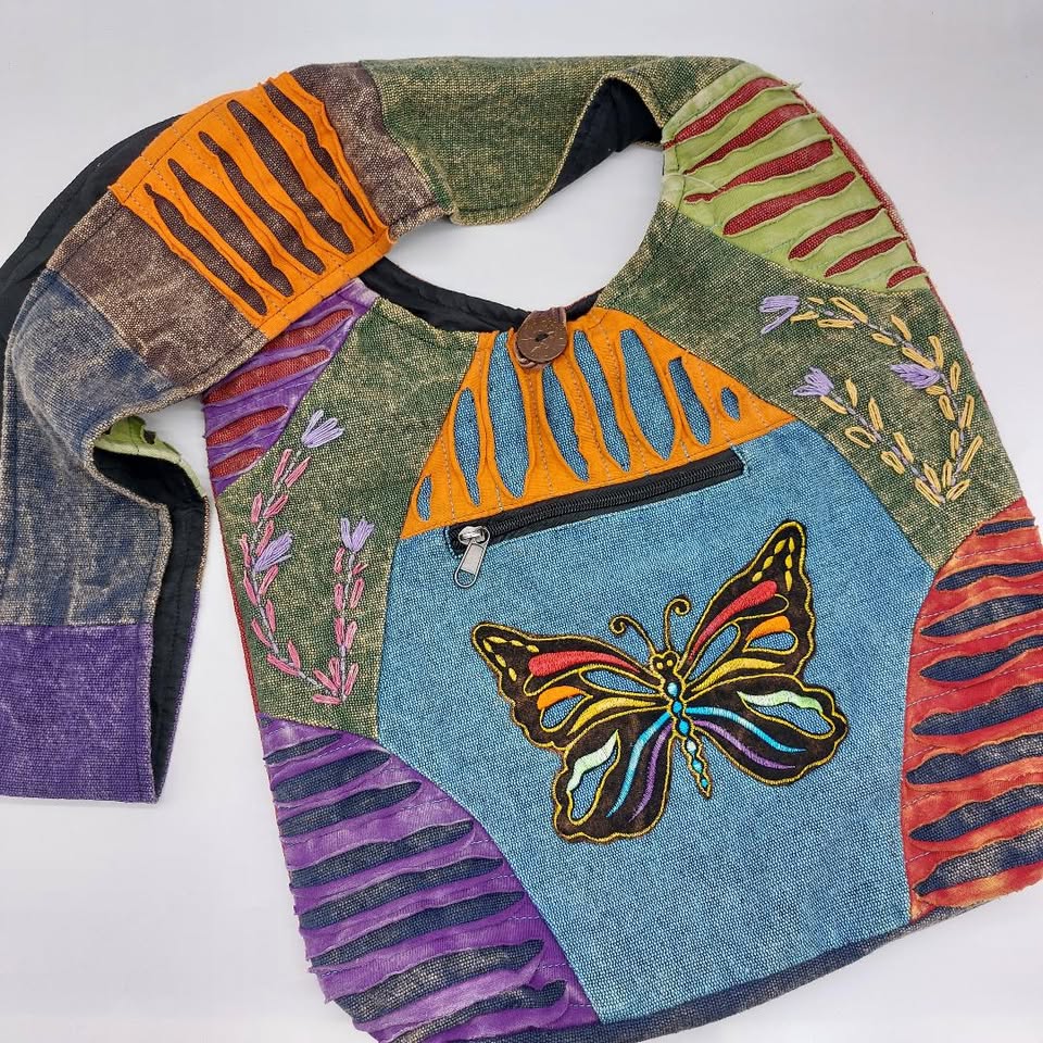 Flower Embroidered Butterfly Shoulder Bag FX6005
