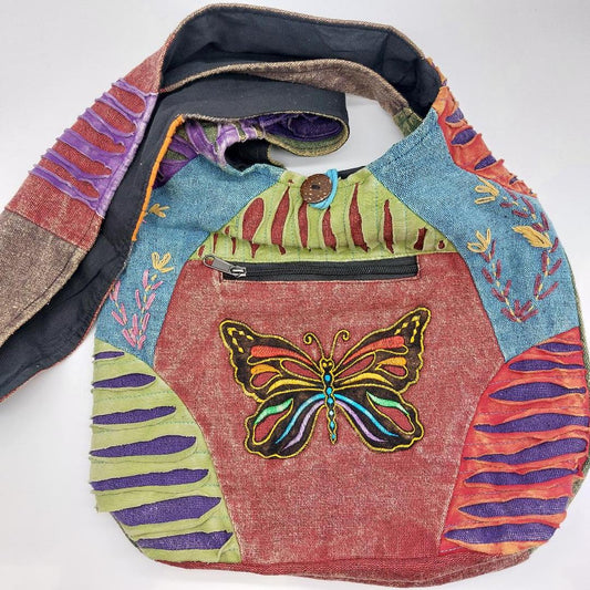 Flower Embroidered Butterfly Shoulder Bag FX6005