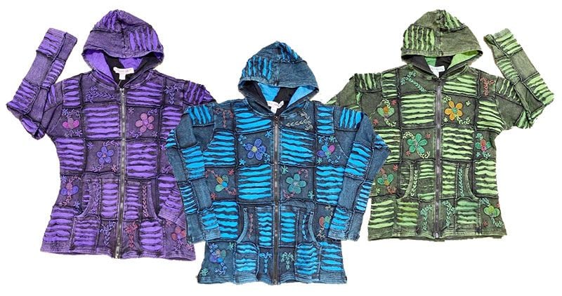 Ripped Flower Patch Hoodies