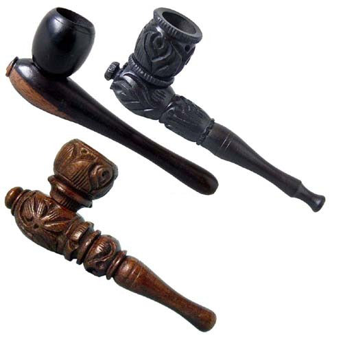 Dark Wooden Pipe - Medium Length