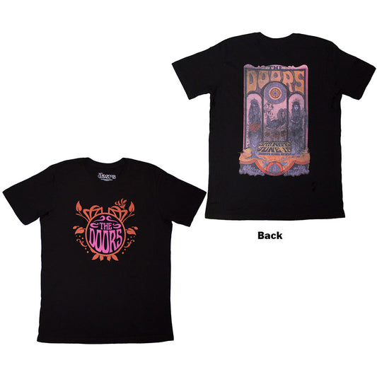 THE DOORS UNISEX T-SHIRT: PINK ORANGE (BLACK) (BACK PRINT)