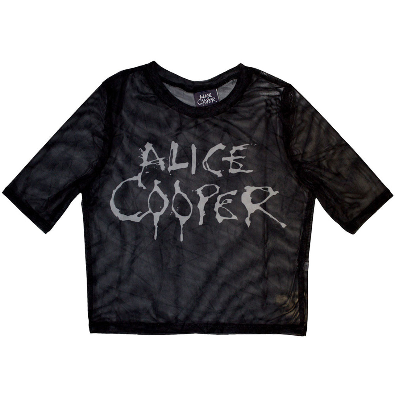 Alice Cooper Ladies Mesh Crop Top Dripping Logo