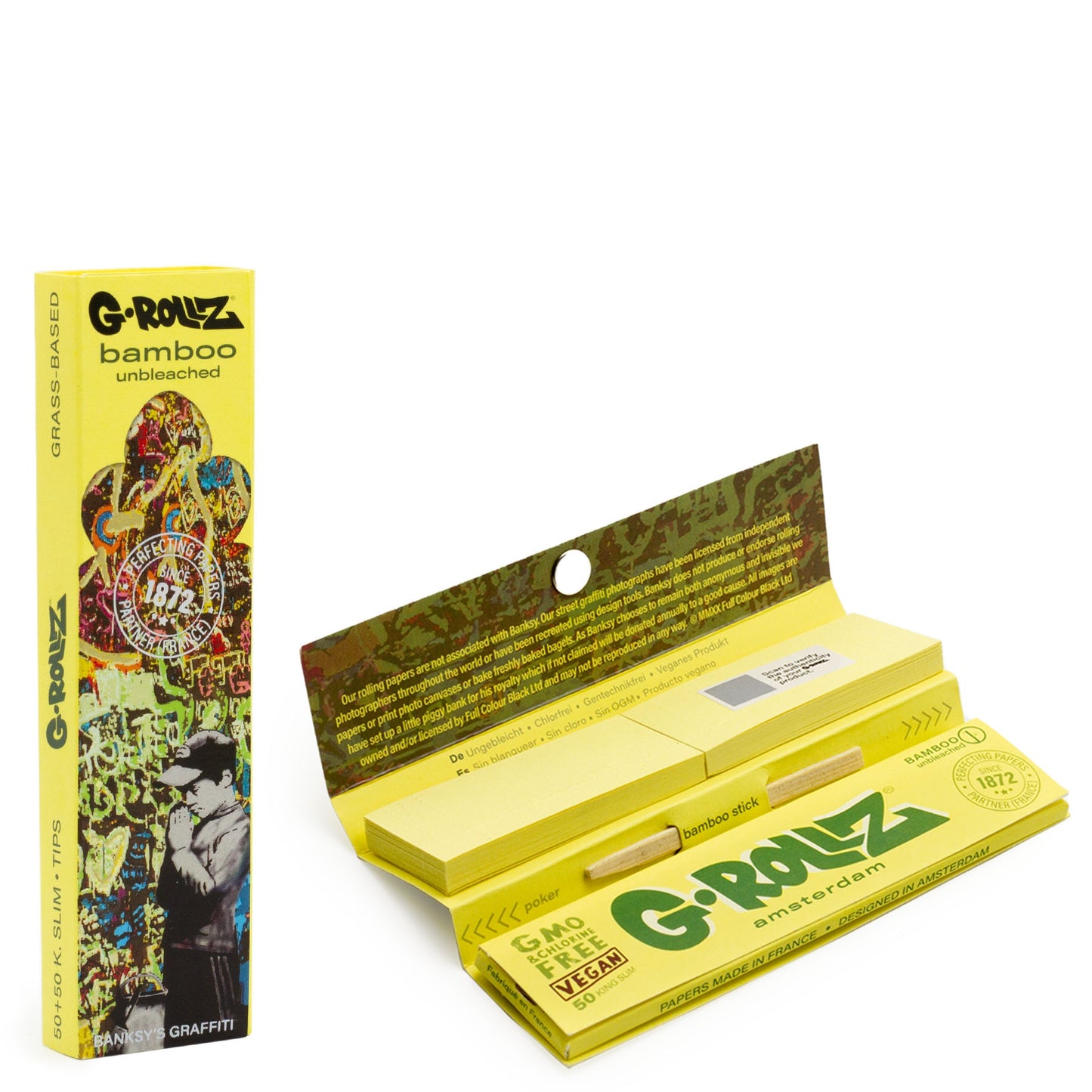 G-ROLLZ 'Banksy Church of Graffiti' Bamboo Slim-Pack Kingsize Papers + Tips