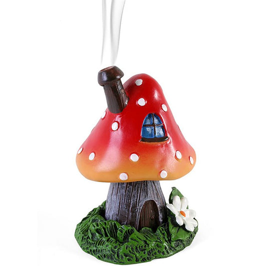 Smoking Red Mushroom Incense Cone Burner