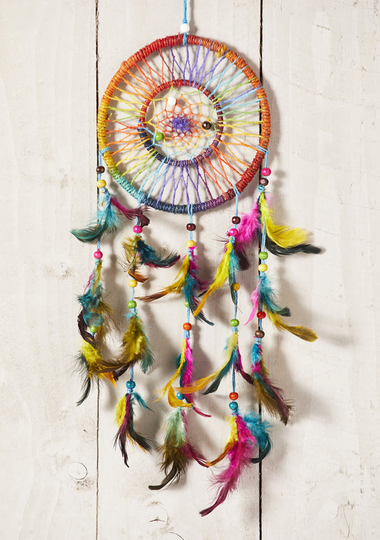 Double Ring Large Rainbow Hemp Dreamcatcher