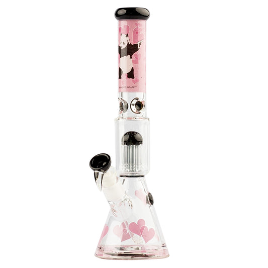 G-Rollz Banksy's Graffiti 'Panda Gunnin' - Pink Beaker Glass Water Pink