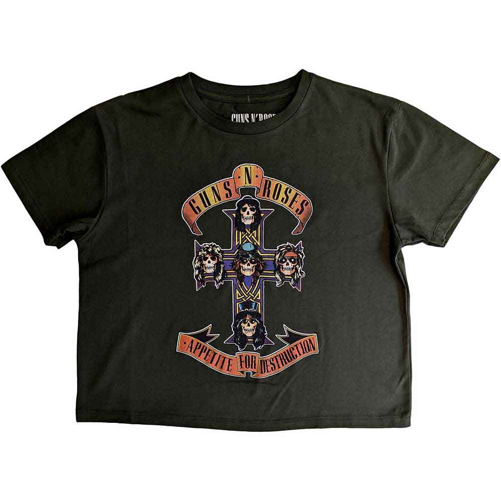 Guns 'n' Roses Appetite For Destruction Crop Tee - Khaki Green