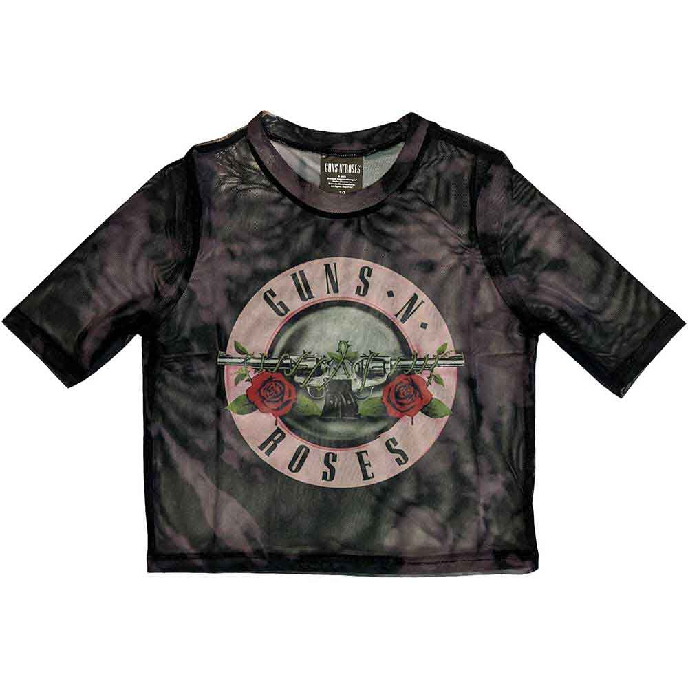 GunsNRoses Ladies Mesh Crop Top - Pink Tint Bullet