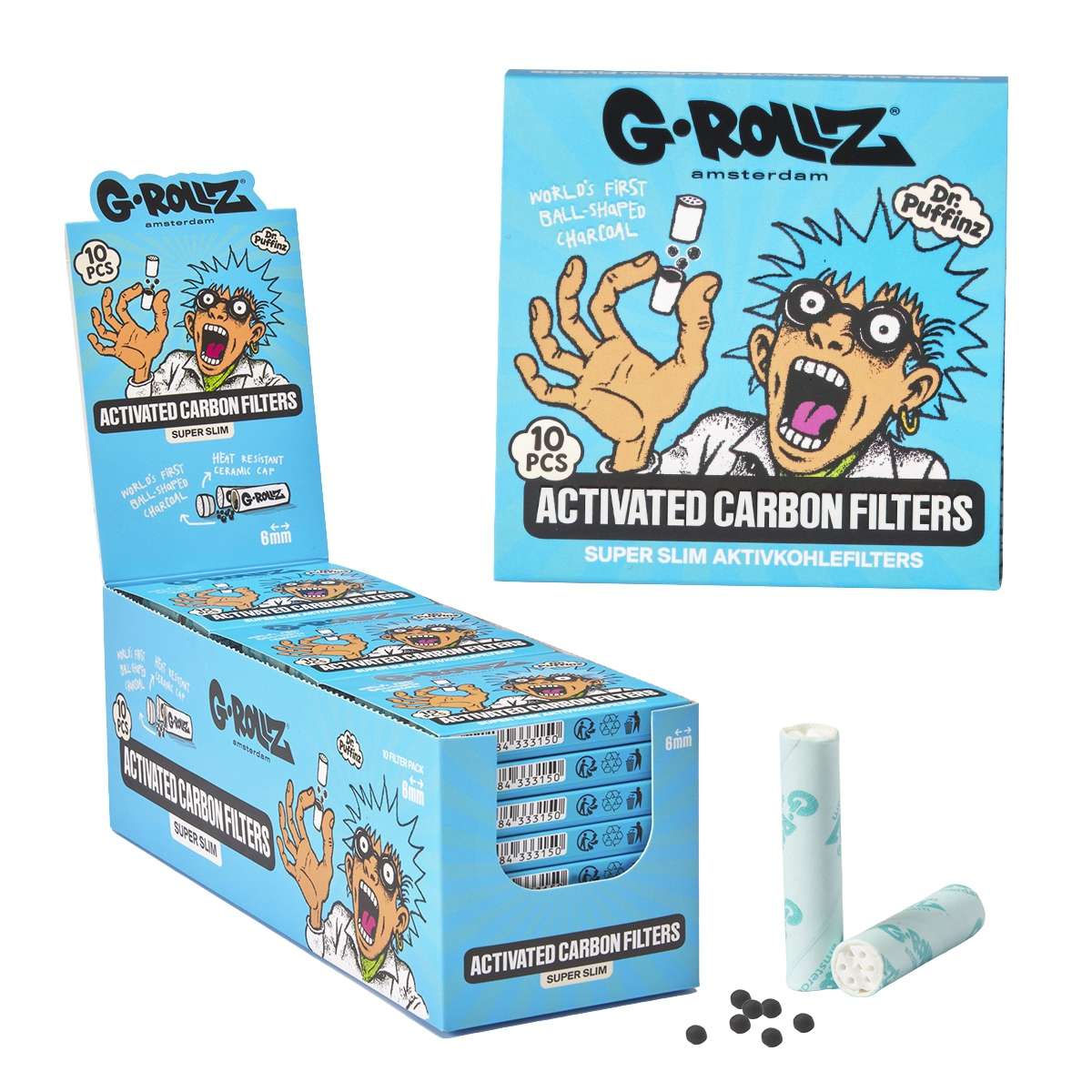 G-Rollz Activated Carbon Filters 6mm - 10 Tips per Pack