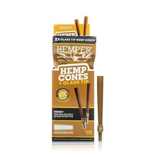 HEMPER Hemp Cones with Glass Tips - Honey