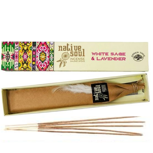 NATIVE SOUL Incense Smudge Sticks - White Sage & Lavender