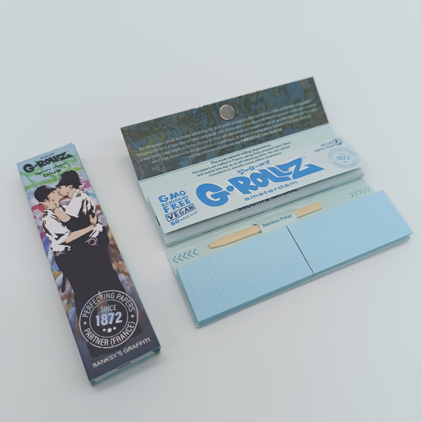 G-ROLLZ  Banksy 'Cop on Cop' Blue Slim-Pack Kingsize Papers + Tips