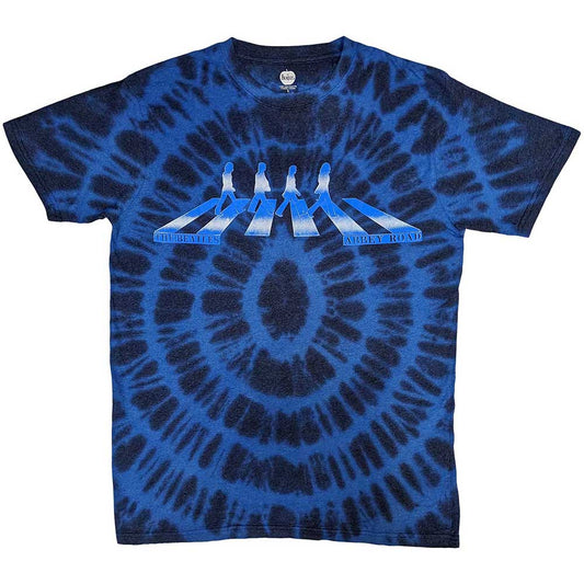 THE BEATLES UNISEX T-SHIRT: ABBEY ROAD CROSSING GRADIENT (BLUE) (WASH COLLECTION)