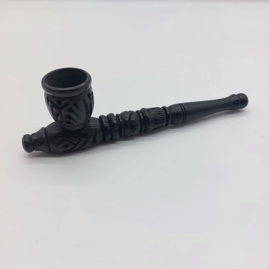 Black Wood Carved Pipe