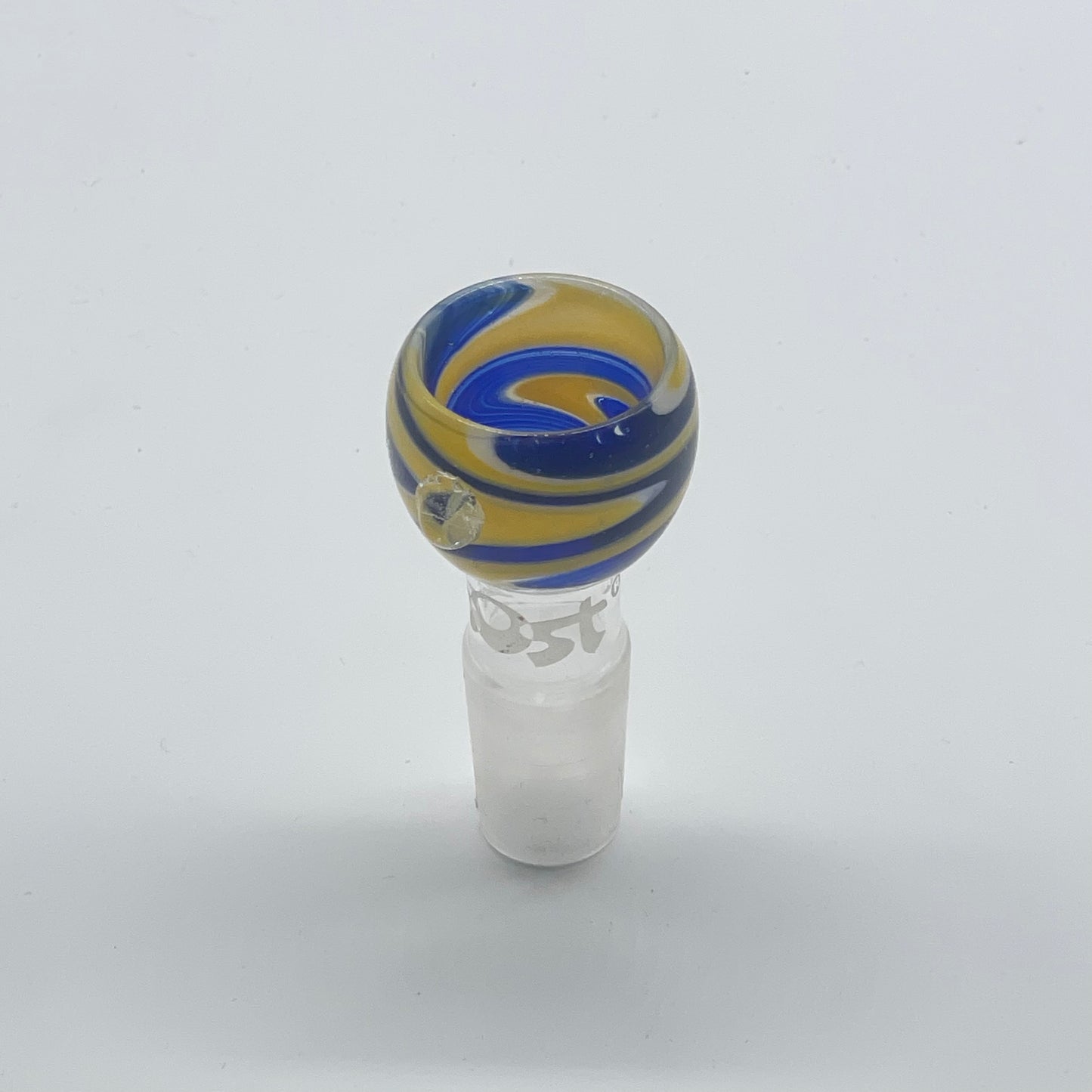 18mm Glass  BOOST Swirl Bowl Attachment - Blue & Yellow