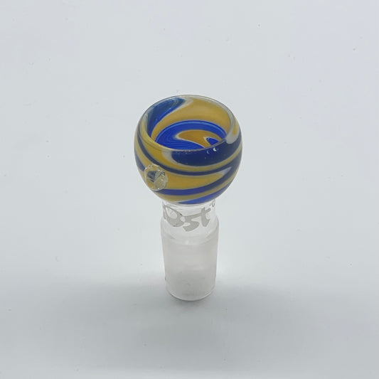 18mm Glass  BOOST Swirl Bowl - Blue & Yellow