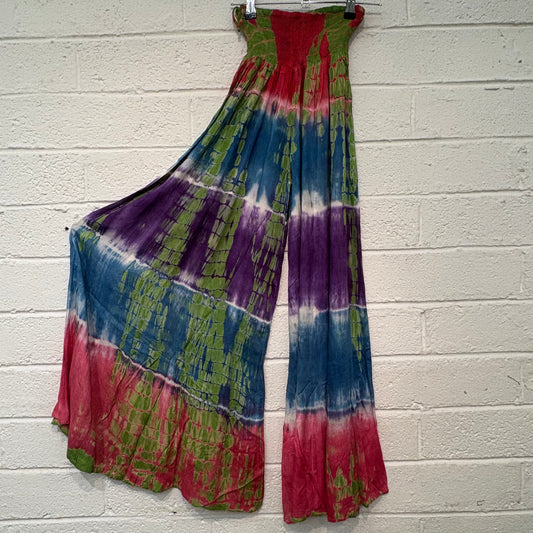 Stretchy Tie-Dye Trousers Green, Red & Blue - R-22