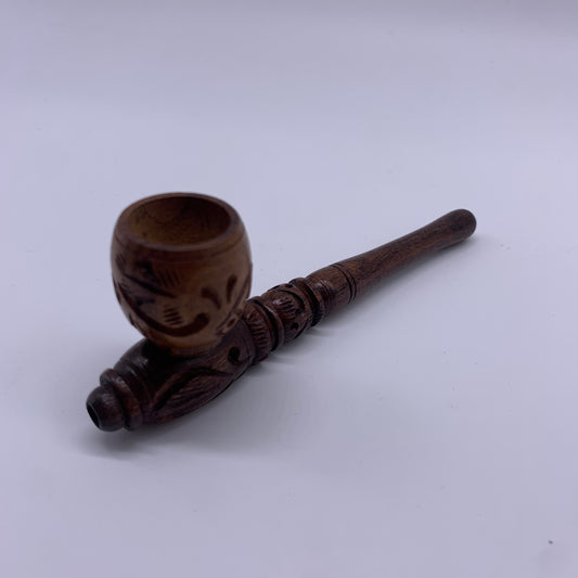 Brown Wood Carved Pipe