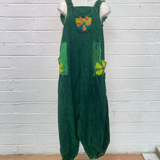Light Green Dungarees with Flowers