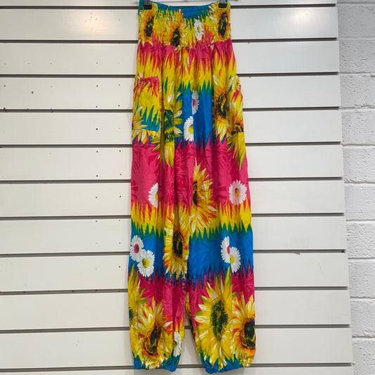 Pink Sunflower Patterned Pants