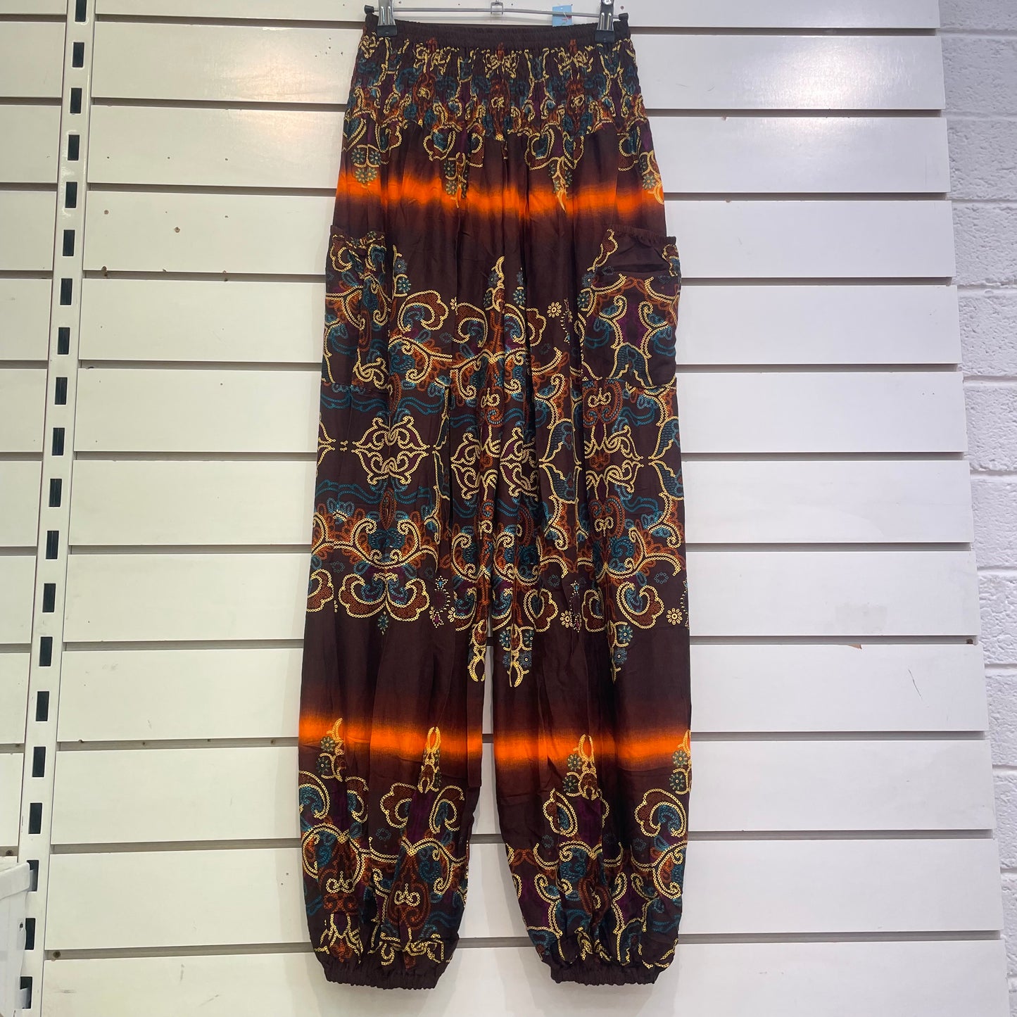 Orange Light Stripe Patterned Pants