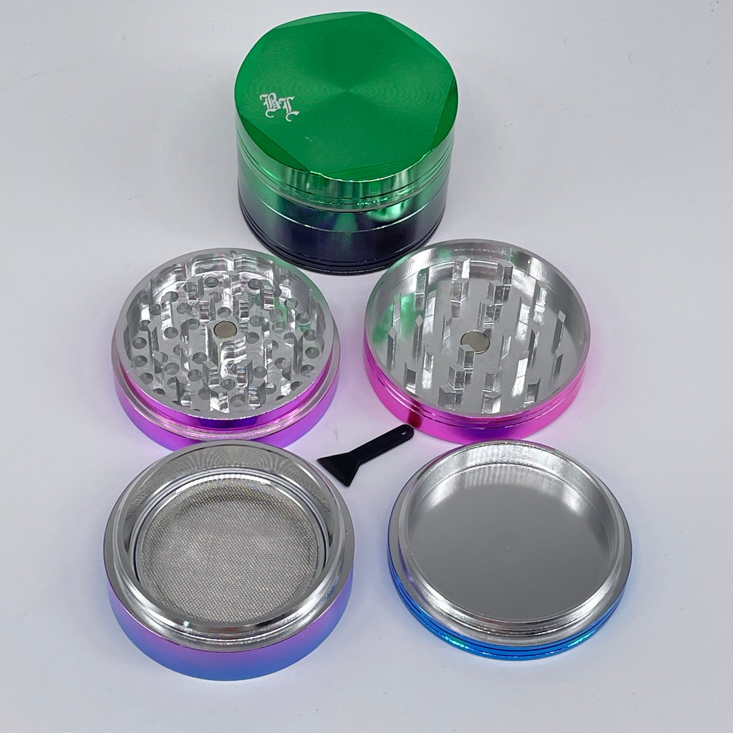 BLACK LEAF Aluminium Iridescent 4-Part Herb Grinders