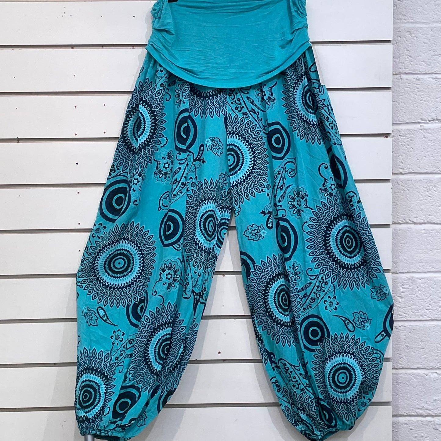 Thick Waistband Turquoise Mandala Pants