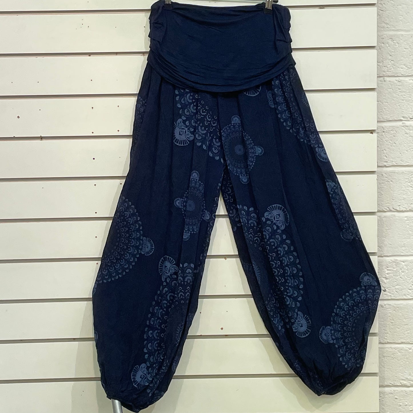 Thick Waistband Navy Big Mandala Pants