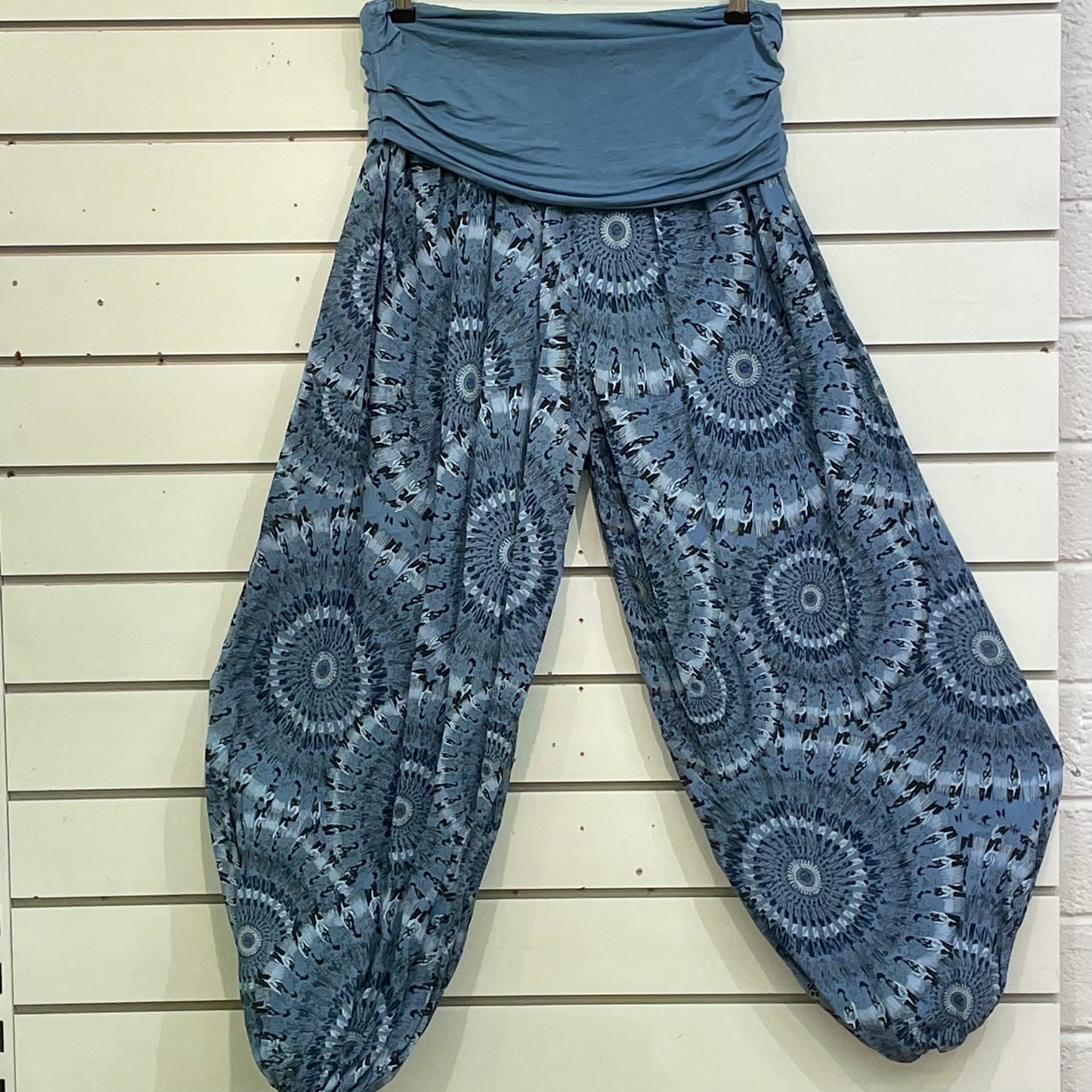 Thick Waistband Blue Mandala Pants