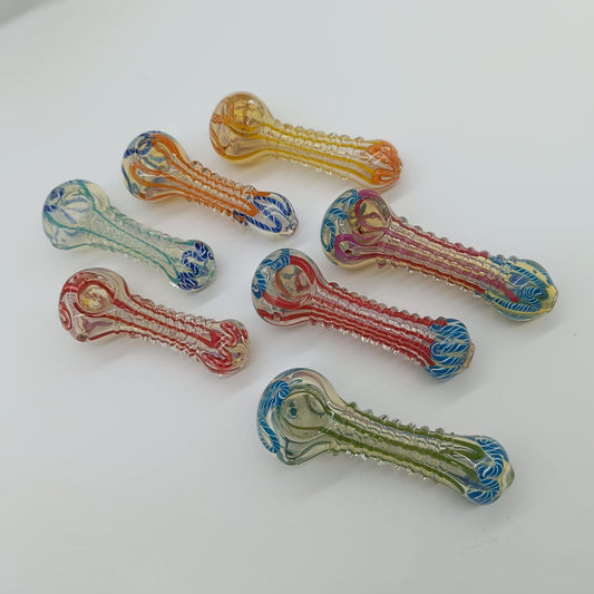 Ribbed Stripe Glass Pipe