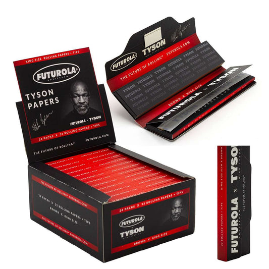 Futurola x Mike Tyson Rolling Papers Brown KS Slim + Tips