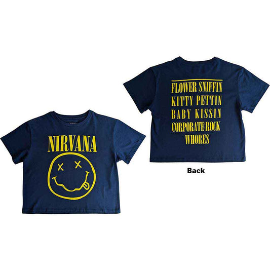 Nirvana - Camiseta Cortada Azul Marinho