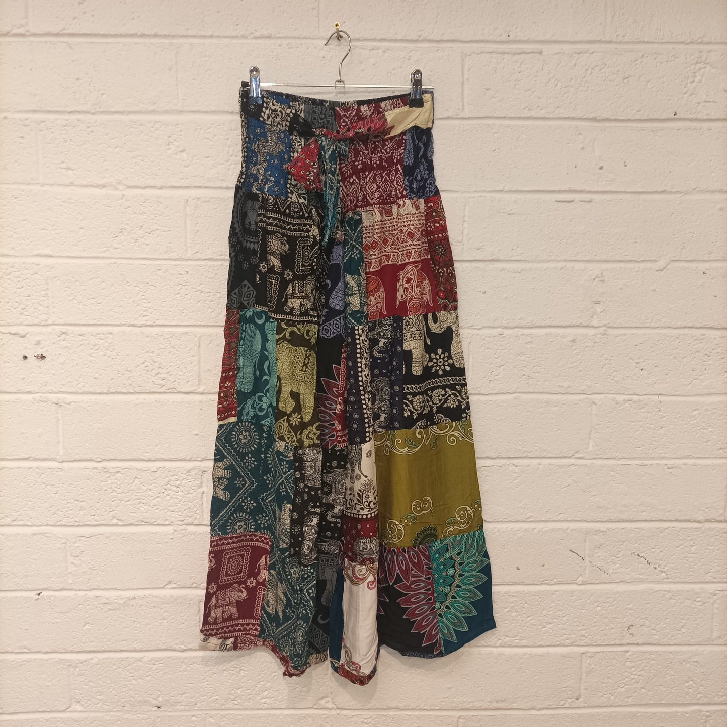 Elephant Patchwork Wide-Leg Pants