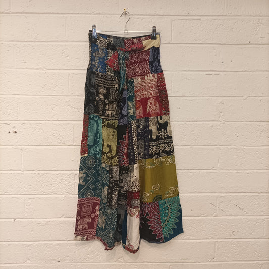 Elephant Patchwork Wide-Leg Pants