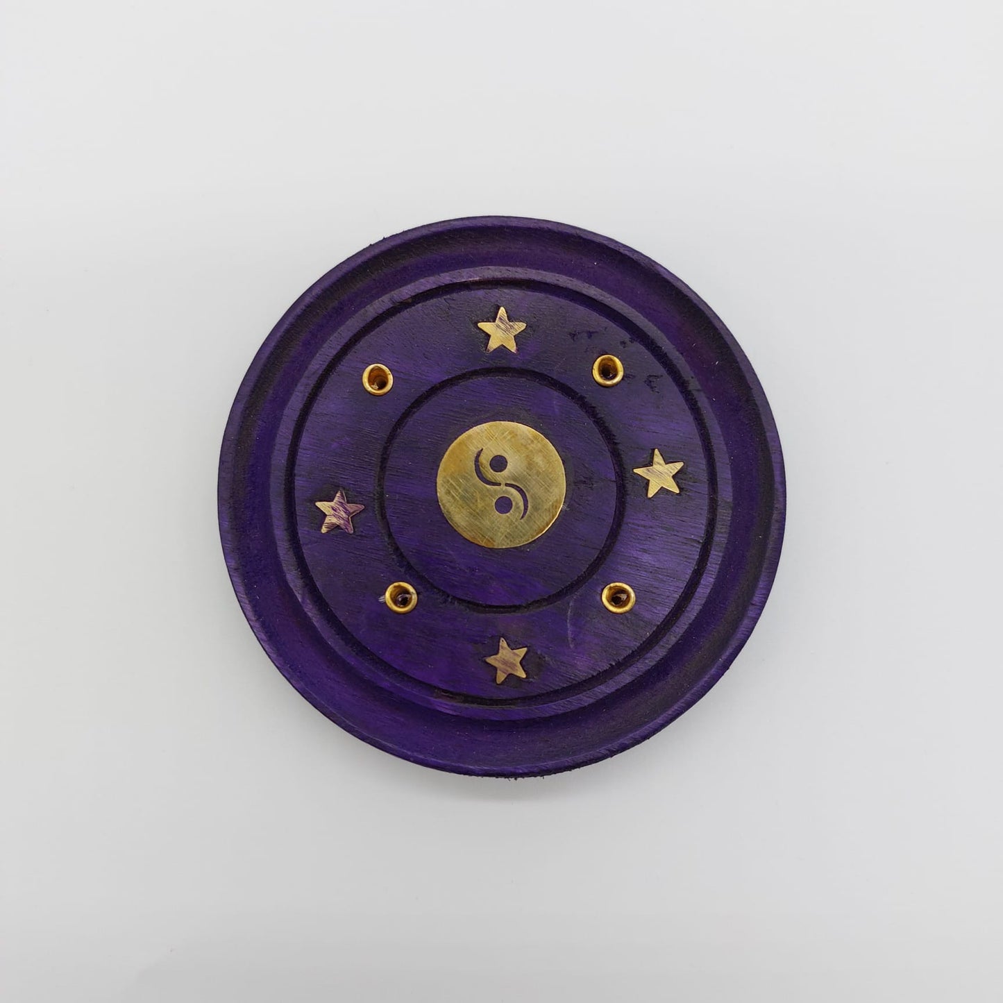 Yin-Yang Wooden Incense Plate - Purple
