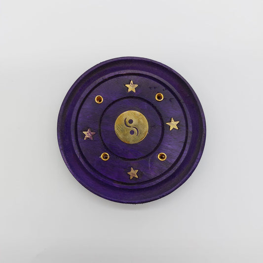Yin-Yang Wooden Incense Plate - Purple
