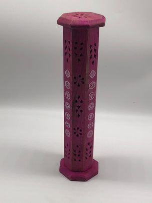 Wooden Chakra Incense Holder - Pink